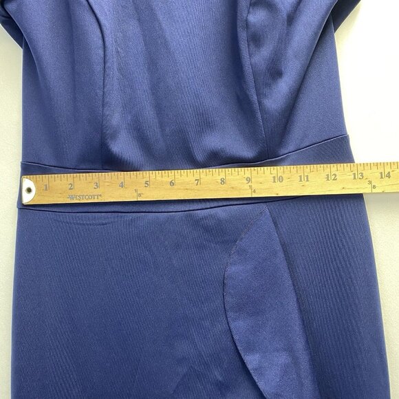 WOOSEA High Neck Split Ruffle Bodycon Cocktail Long Dress Women Small Navy New - Picture 6 of 16